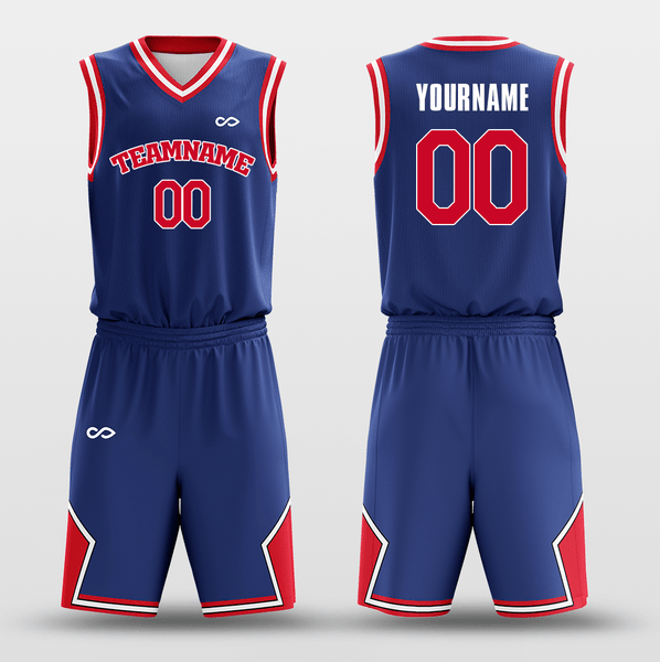 Dark Blue Red - Customized Basketball Jersey Set Design-XTeamwear