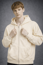 外采 Basics Creamy apricot / S 300g blended milk silk hooded zip-up sweatshirt