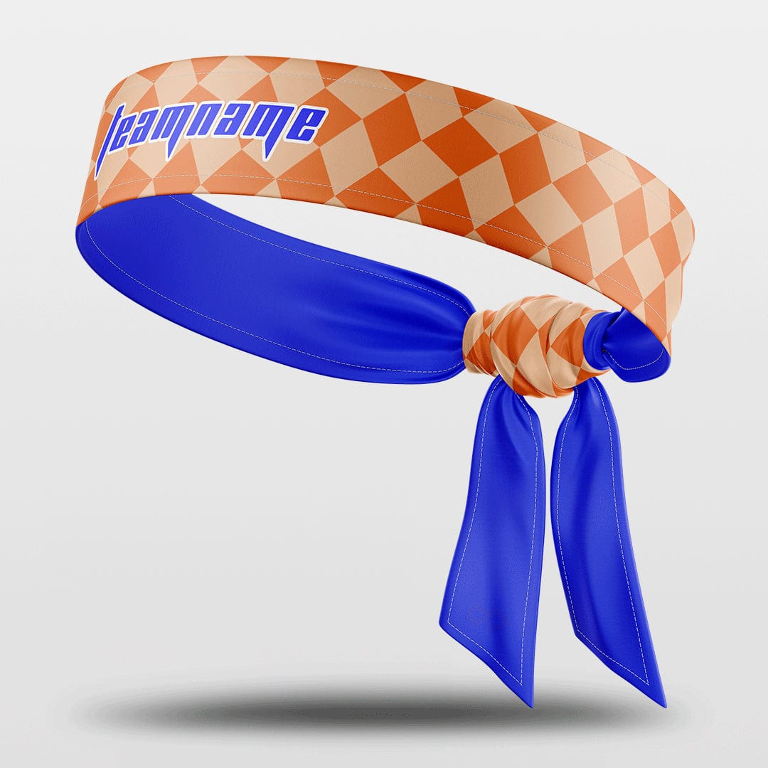 Cikers Sports 非黑五 Orange / Free Checkerboard - Customized Sports Sweat-Wicking Tie Headband