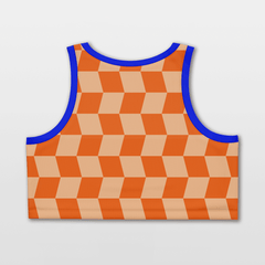 Cikers Sports Basketball Jersey Checkerboard - Customized Women's Loose Sleveless Workout Crop Tops