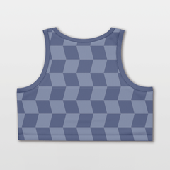 Cikers Sports Basketball Jersey Checkerboard - Customized Women's Loose Sleveless Workout Crop Tops