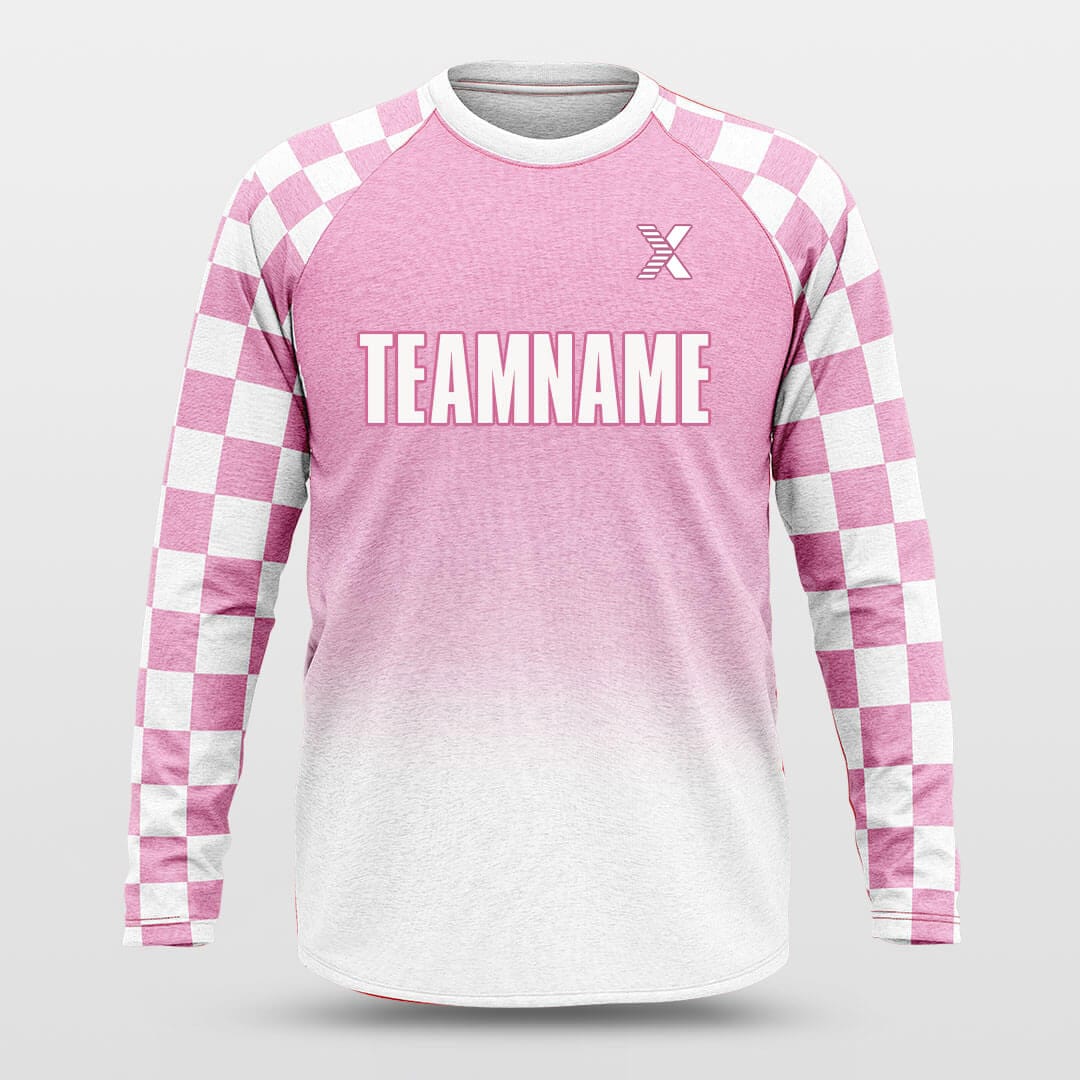 Cikers Sports Basketball Shirts Neon Checkerboard - Customized Baggy Long Sleeve Shooting Jersey