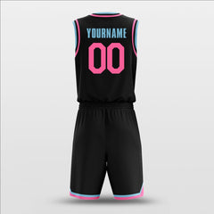 Cikers Sports Basketball Uniforms Black Blue Pink - Customized Basketball Jersey Design