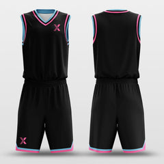 Cikers Sports Basketball Uniforms Black Blue Pink - Customized Basketball Jersey Design