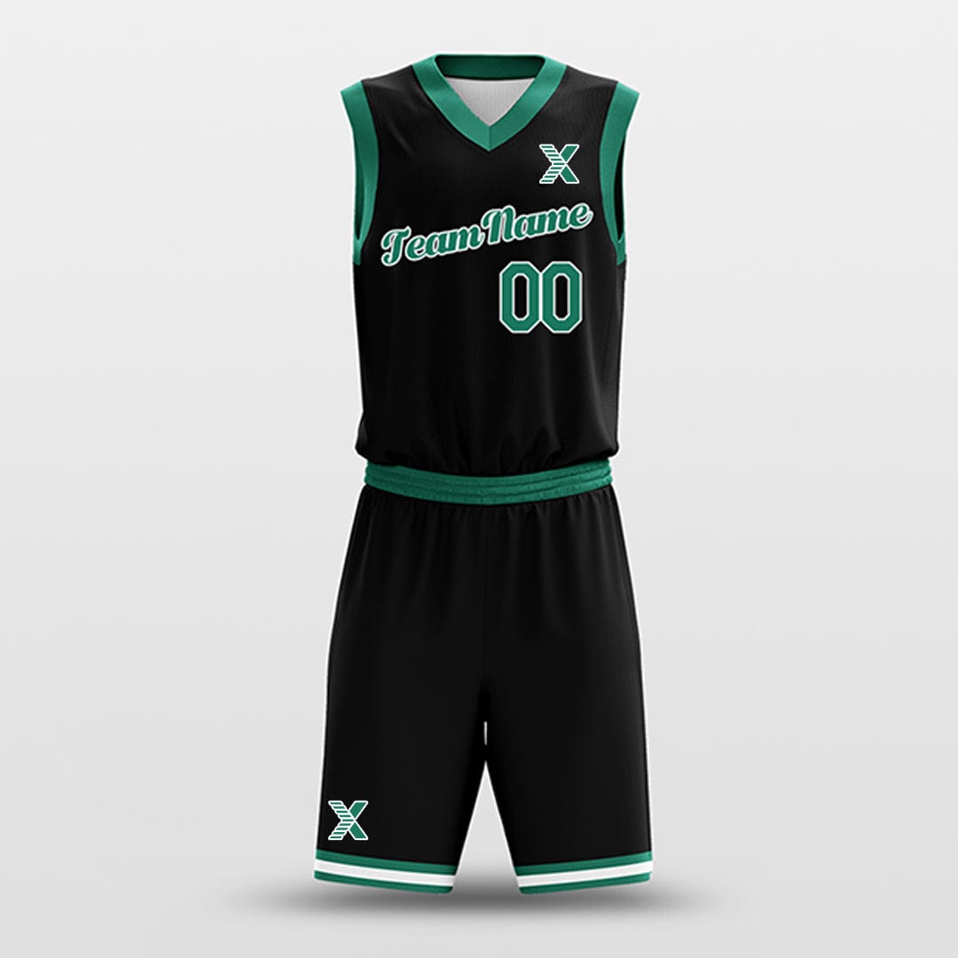Cikers Sports Basketball Uniforms Black Green - Custom Basketball Jersey Design for Team