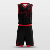 Cikers Sports Basketball Uniforms Black Red - Customized Basketball Jersey Set Design