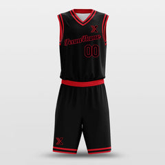 Cikers Sports Basketball Uniforms Black Red - Customized Basketball Jersey Set Design