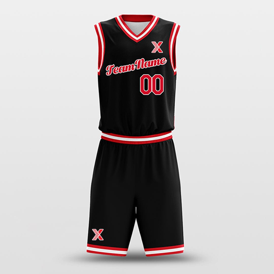 Cikers Sports Basketball Uniforms Black Red White - Custom Basketball Jersey Design for Team