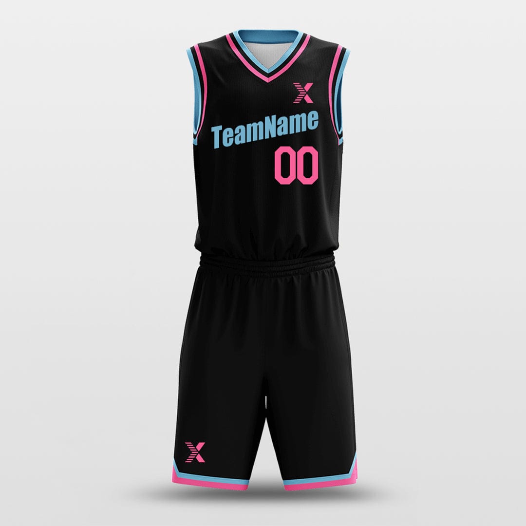 Cikers Sports Basketball Uniforms Black / S Black Blue Pink - Customized Basketball Jersey Design