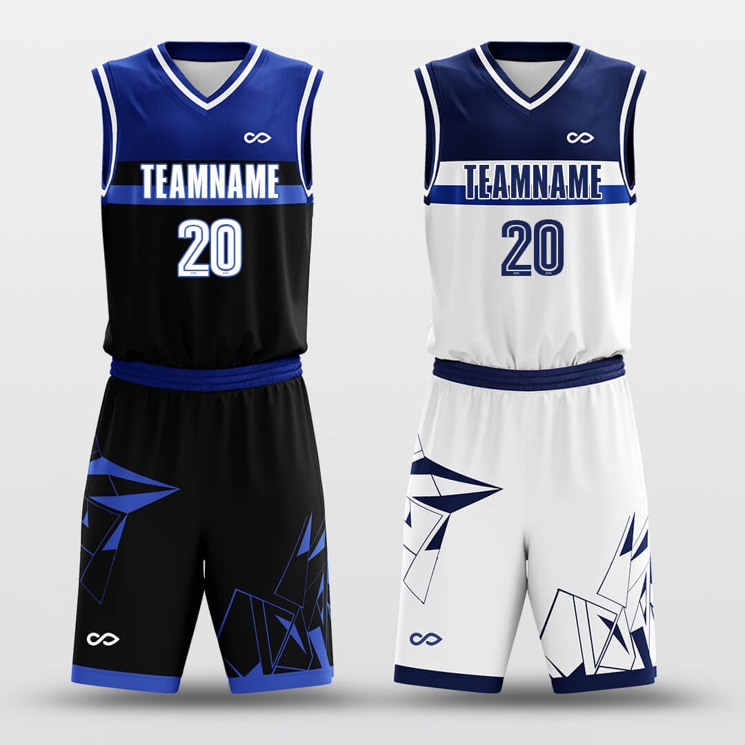 Cikers Sports Basketball Uniforms Black White Blue / S Glass Fragment - Custom Reversible Basketball Jersey Set Sublimated