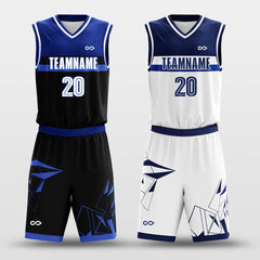 Cikers Sports Basketball Uniforms Black White Blue / S Glass Fragment - Custom Reversible Basketball Jersey Set Sublimated