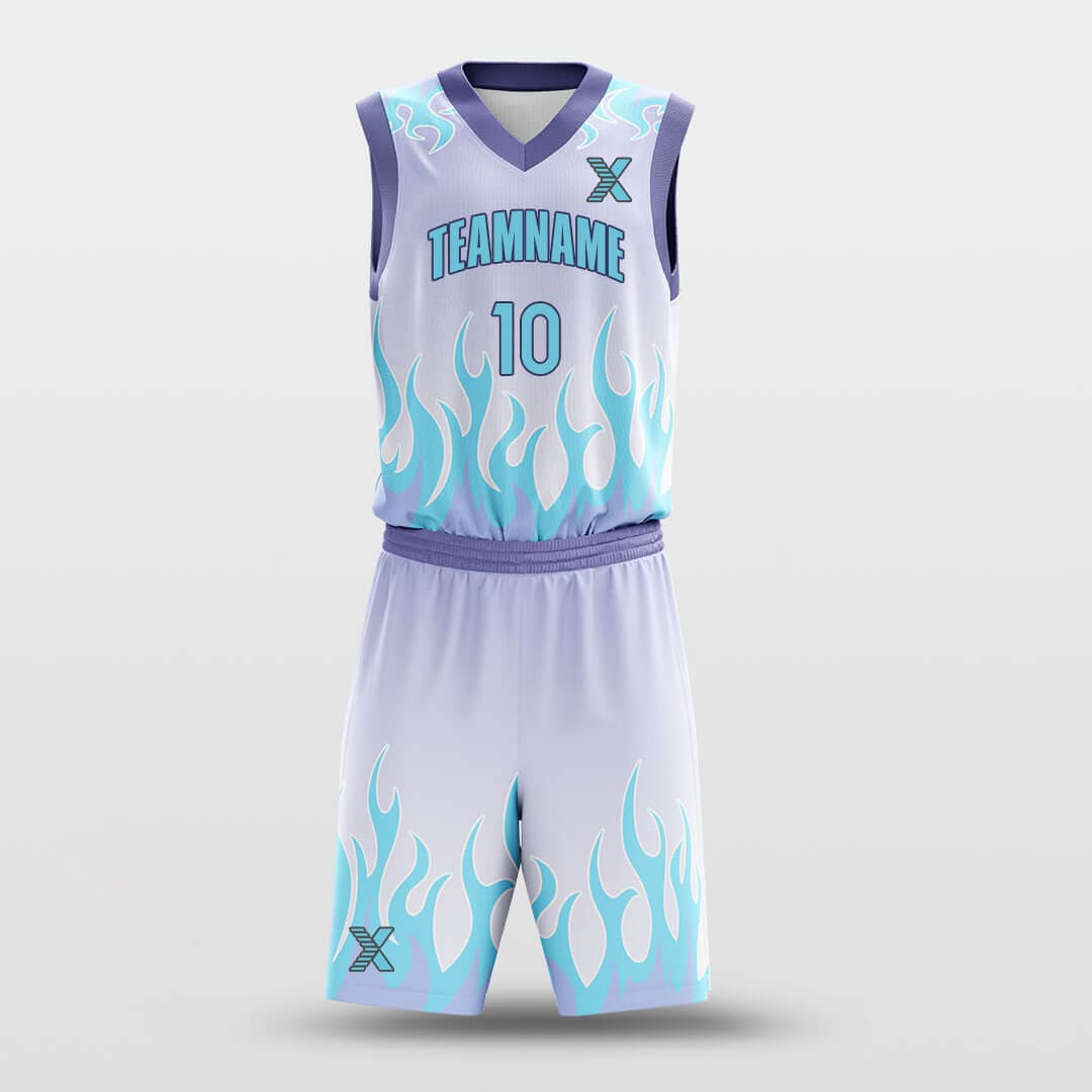Cikers Sports Basketball Uniforms Blue Flame - Customized Basketball Jersey Set Design BK160109S