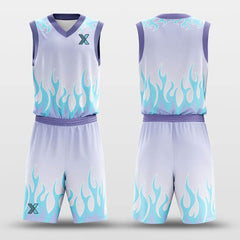 Cikers Sports Basketball Uniforms Blue Flame - Customized Basketball Jersey Set Design BK160109S