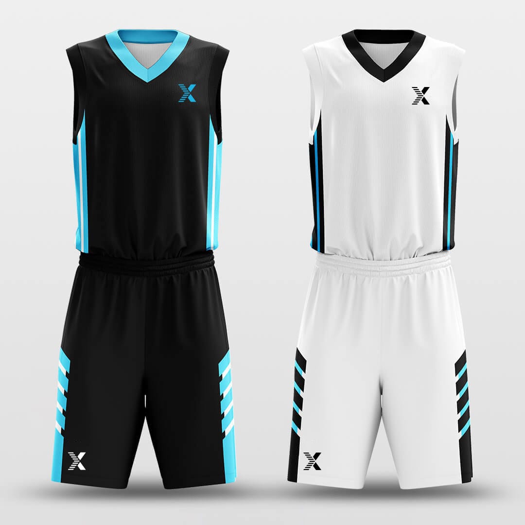 Cikers Sports Basketball Uniforms Blue Ice - Customized Reversible Basketball Jersey Set Design