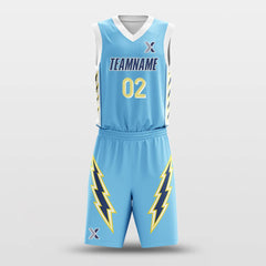 Cikers Sports Basketball Uniforms Blue Lightning - Customized Basketball Jersey Set Design