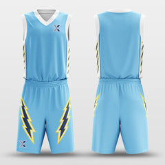 Cikers Sports Basketball Uniforms Blue Lightning - Customized Basketball Jersey Set Design