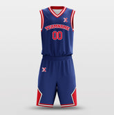Cikers Sports Basketball Uniforms Dark Blue Red - Customized Basketball Jersey Set Design