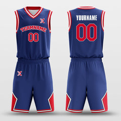 Cikers Sports Basketball Uniforms Dark Blue Red - Customized Basketball Jersey Set Design
