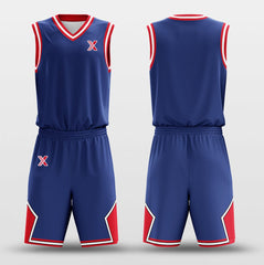 Cikers Sports Basketball Uniforms Dark Blue Red - Customized Basketball Jersey Set Design