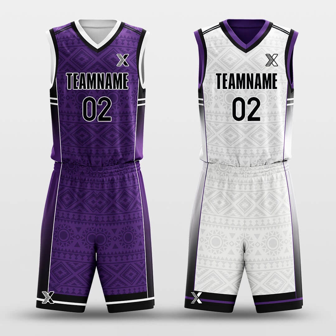 Cikers Sports Basketball Uniforms Geometric Patterns - Customized Reversible Basketball Jersey Set Design