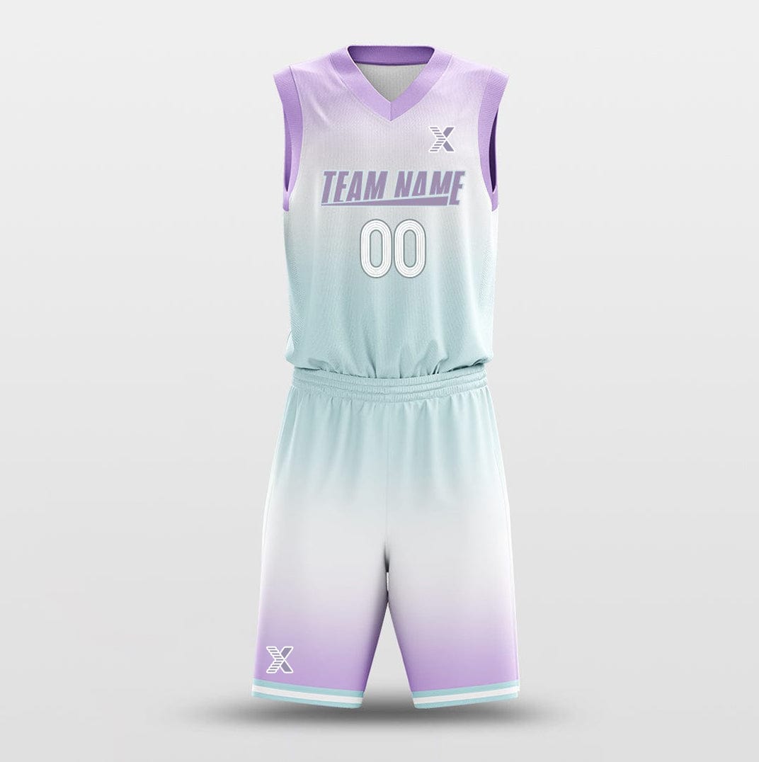 Cikers Sports Basketball Uniforms Gradate Purple Green - Customized Basketball Jersey Design
