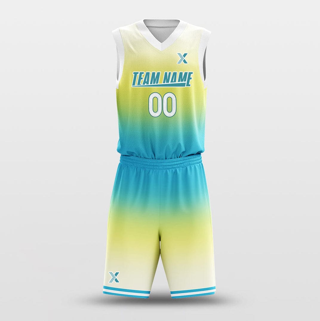 Cikers Sports Basketball Uniforms Gradient Yellow Blue - Customized Basketball Jersey Design