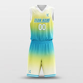 Cikers Sports Basketball Uniforms Gradient Yellow Blue - Customized Basketball Jersey Design