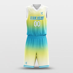 Cikers Sports Basketball Uniforms Gradient Yellow Blue - Customized Basketball Jersey Design
