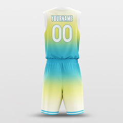 Cikers Sports Basketball Uniforms Gradient Yellow Blue - Customized Basketball Jersey Design