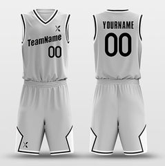 Cikers Sports Basketball Uniforms Gray White - Custom Basketball Jersey Design for Team
