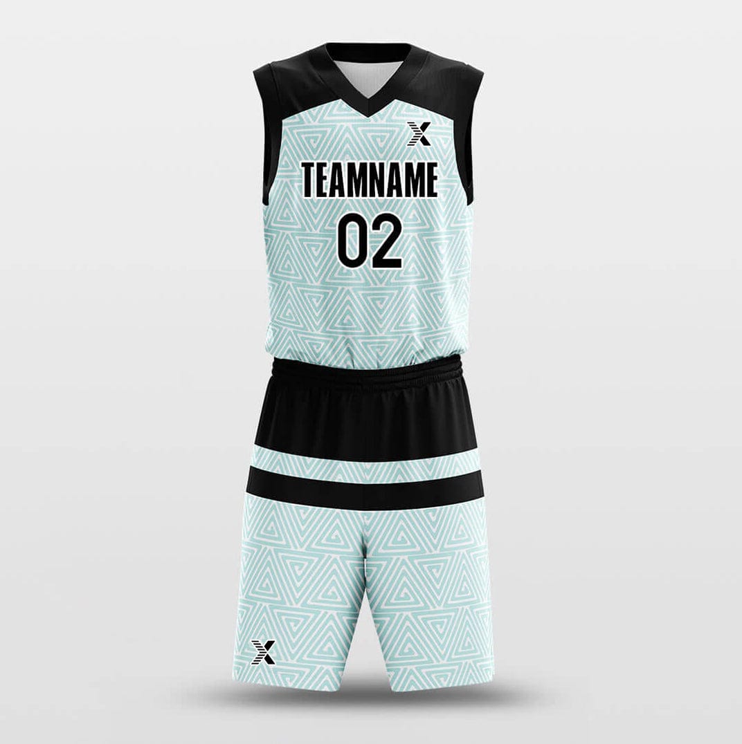 Cikers Sports Basketball Uniforms Green Triangle - Customized Basketball Jersey Set Sublimated