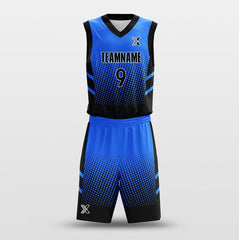 Cikers Sports Basketball Uniforms Lattice Blue - Customized Basketball Jersey Design Gradient