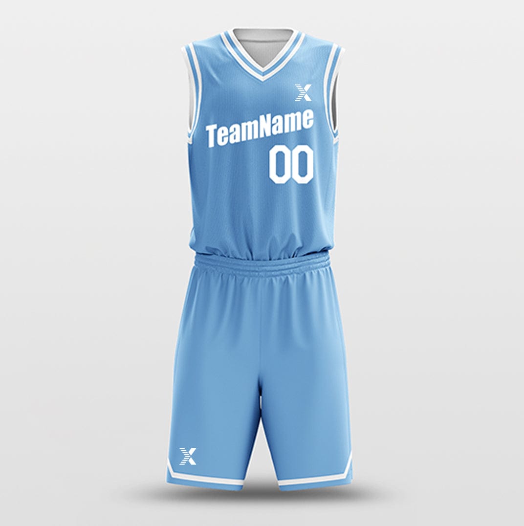 Cikers Sports Basketball Uniforms Light Blue White - Custom Basketball Jersey Design for Team