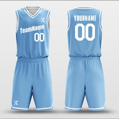 Cikers Sports Basketball Uniforms Light Blue White - Custom Basketball Jersey Design for Team
