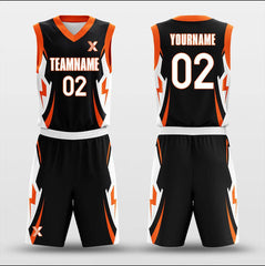Cikers Sports Basketball Uniforms Orange Lightning - Customized Basketball Jersey Set Sublimated