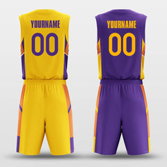 Cikers Sports Basketball Uniforms Purple Gold Puzzles - Custom Reversible Basketball Jersey Set Sublimated BK260614S