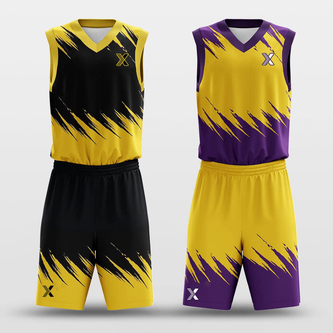 Cikers Sports Basketball Uniforms Scratches - Customized Reversible Basketball Jersey Set Design