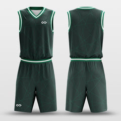 Cikers Sports Basketball Uniforms Spider - Custom Sublimated Basketball Uniform Set Dark Green