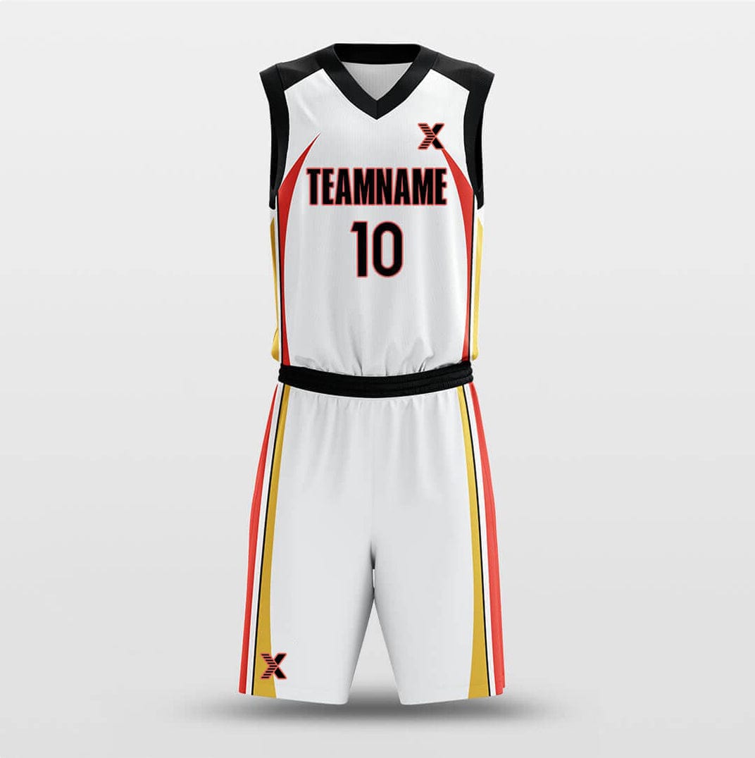 Cikers Sports Basketball Uniforms Vertical Strips White - Customized Basketball Jersey Set Sublimated