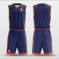 Cikers Sports Basketball Uniforms Vintage Blue Orange - Customized Basketball Jersey Set Sublimated