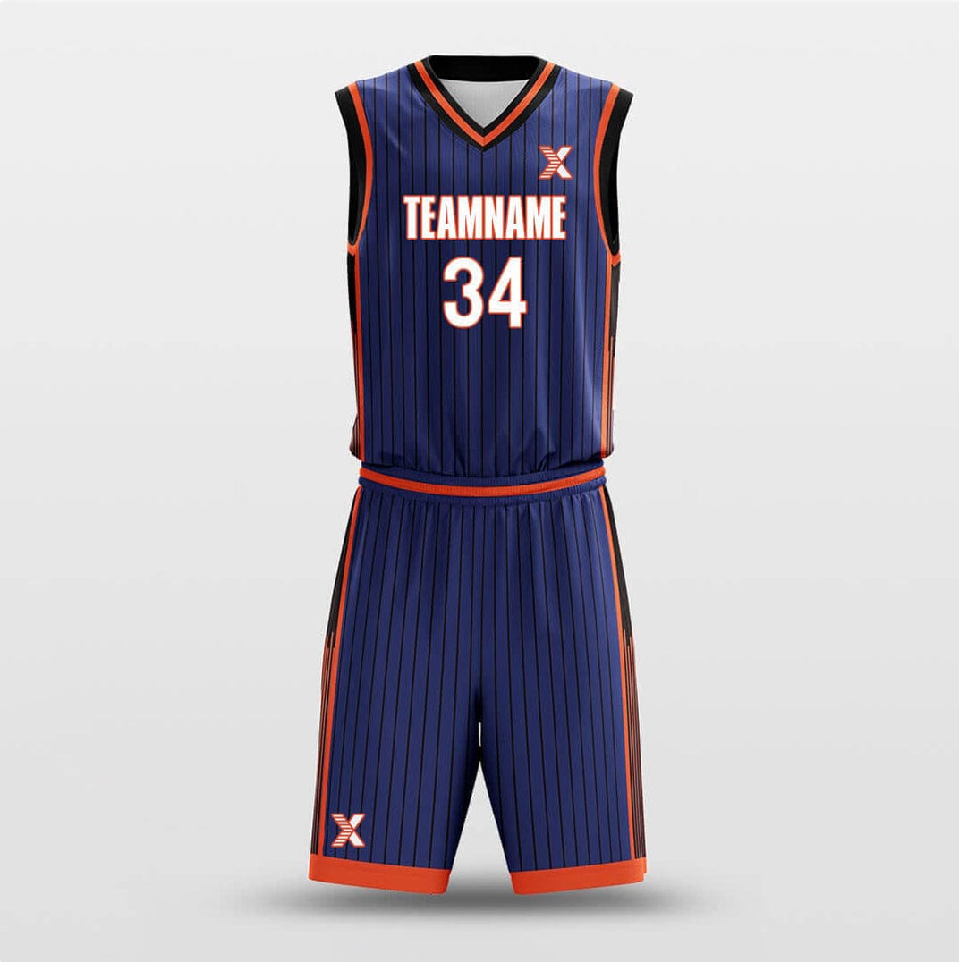 Cikers Sports Basketball Uniforms Vintage Blue Orange - Customized Basketball Jersey Set Sublimated