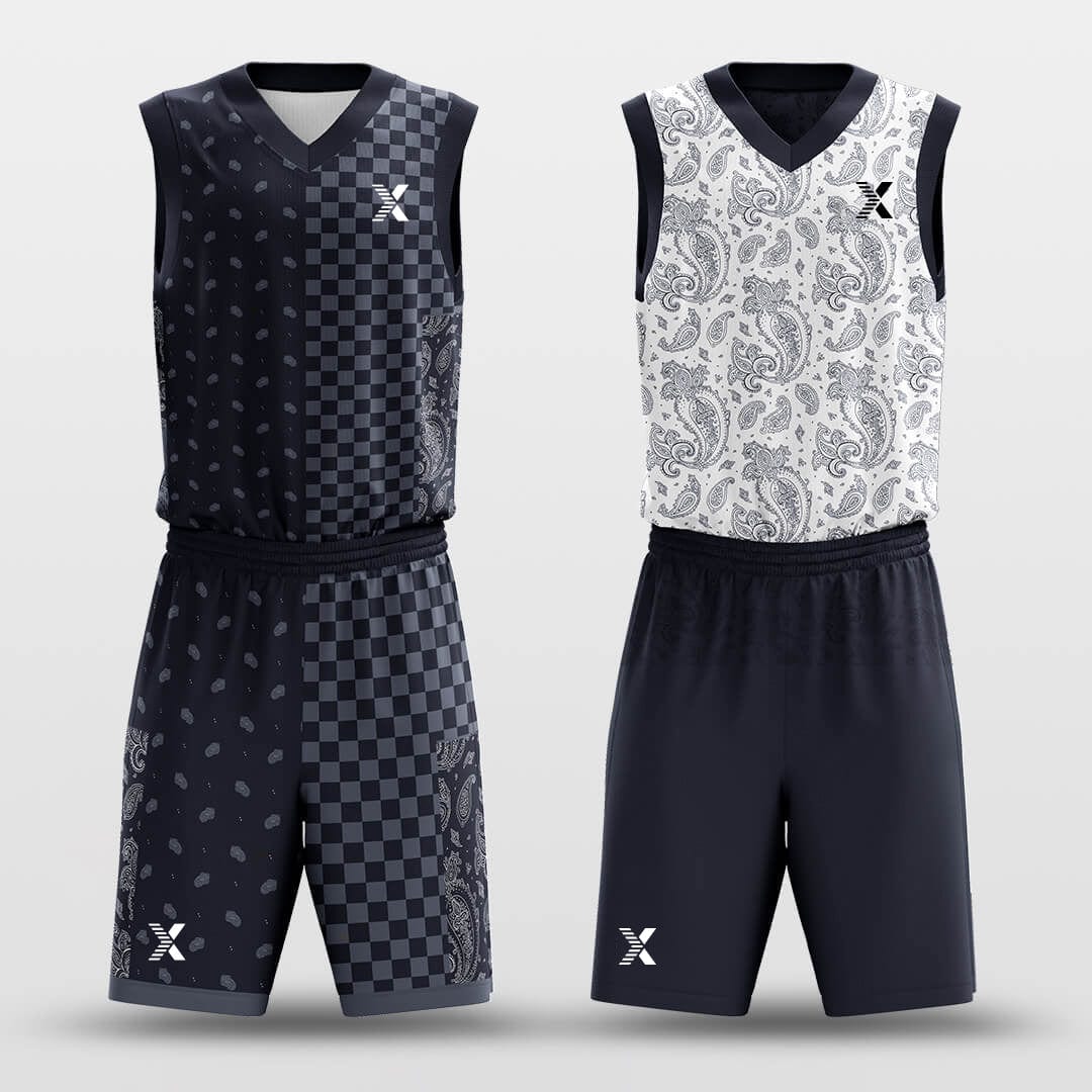 Cikers Sports Basketball Uniforms White&Blue / S Paisley - Custom Reversible Basketball Jersey Set Sublimated