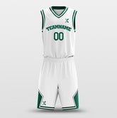 Cikers Sports Basketball Uniforms White Green - Custom Basketball Jersey Design for Team