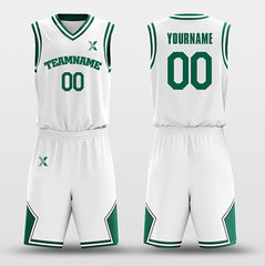 Cikers Sports Basketball Uniforms White Green - Custom Basketball Jersey Design for Team