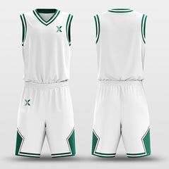 Cikers Sports Basketball Uniforms White Green - Custom Basketball Jersey Design for Team