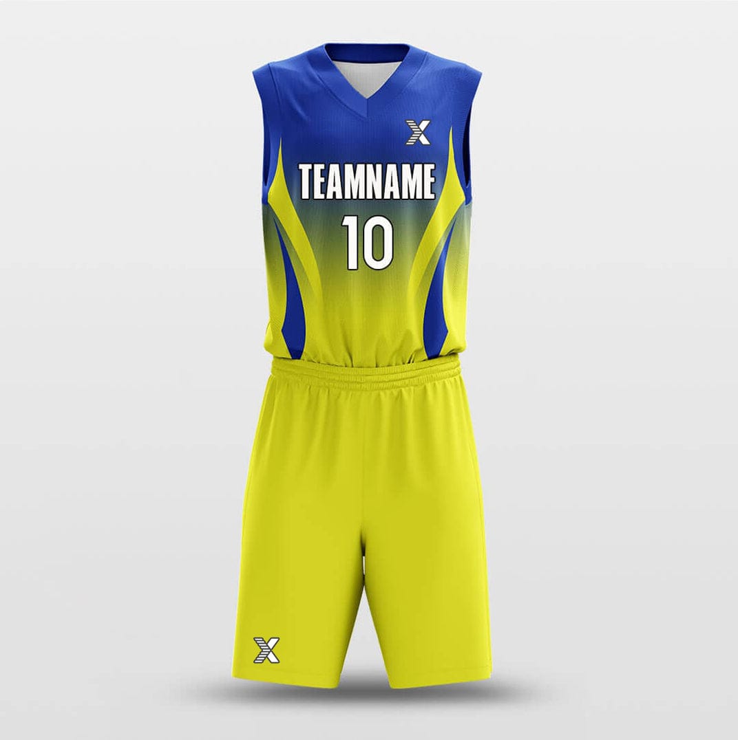 Cikers Sports Basketball Uniforms Yellow Blue Gradient - Customized Basketball Jersey Set Sublimated BK160105S