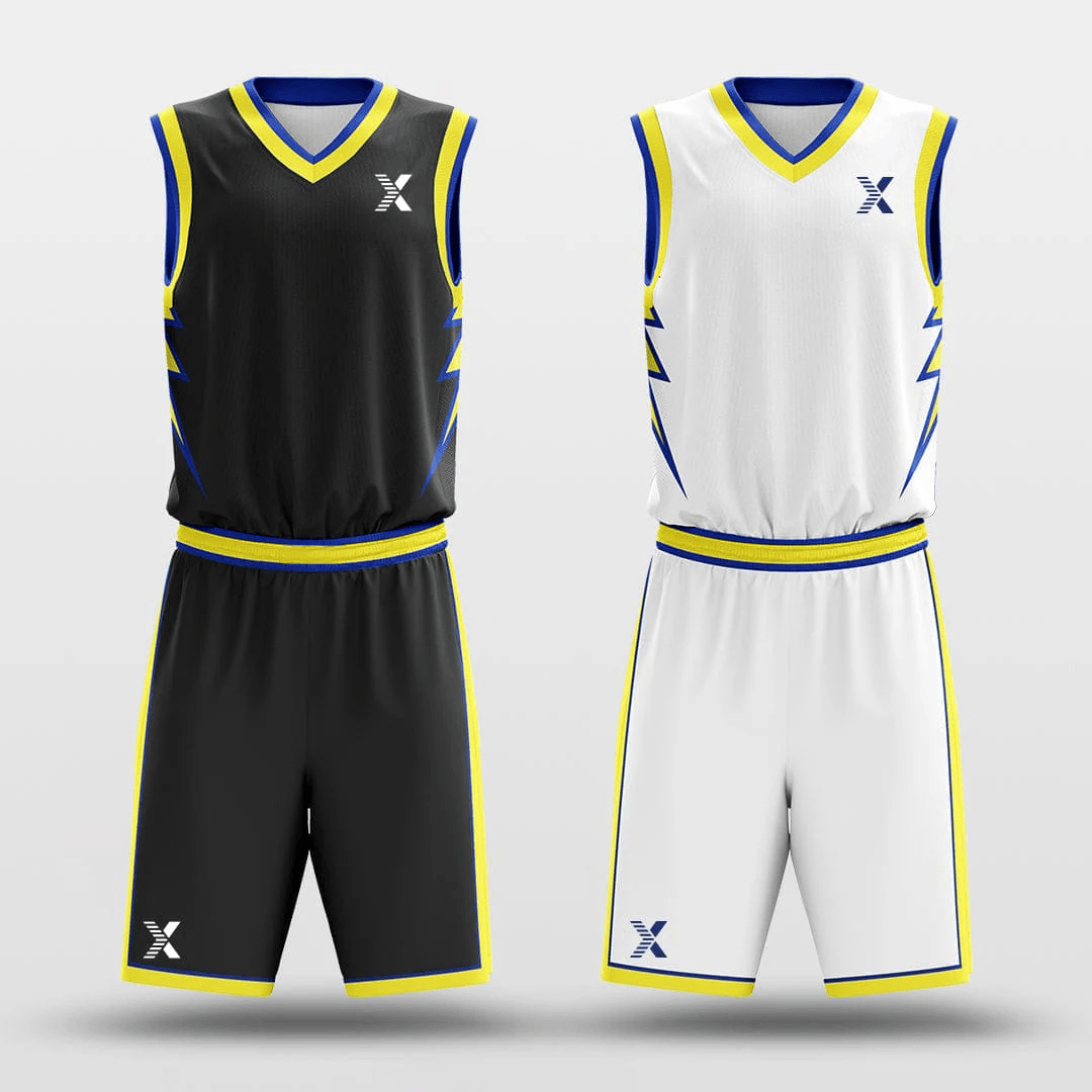 Cikers Sports Basketball Uniforms Yellow lightning - Custom Reversible Sublimated Basketball Jersey Set