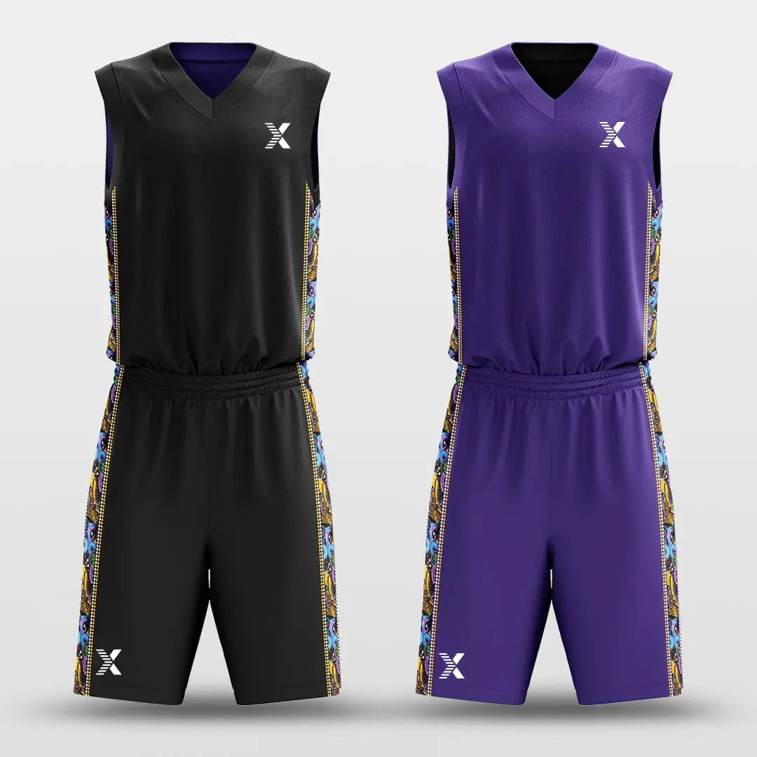 Cikers Sports Black&Purple / S Secret - Customized Reversible Sublimated Basketball Set