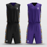 Cikers Sports Black&Purple / S Secret - Customized Reversible Sublimated Basketball Set