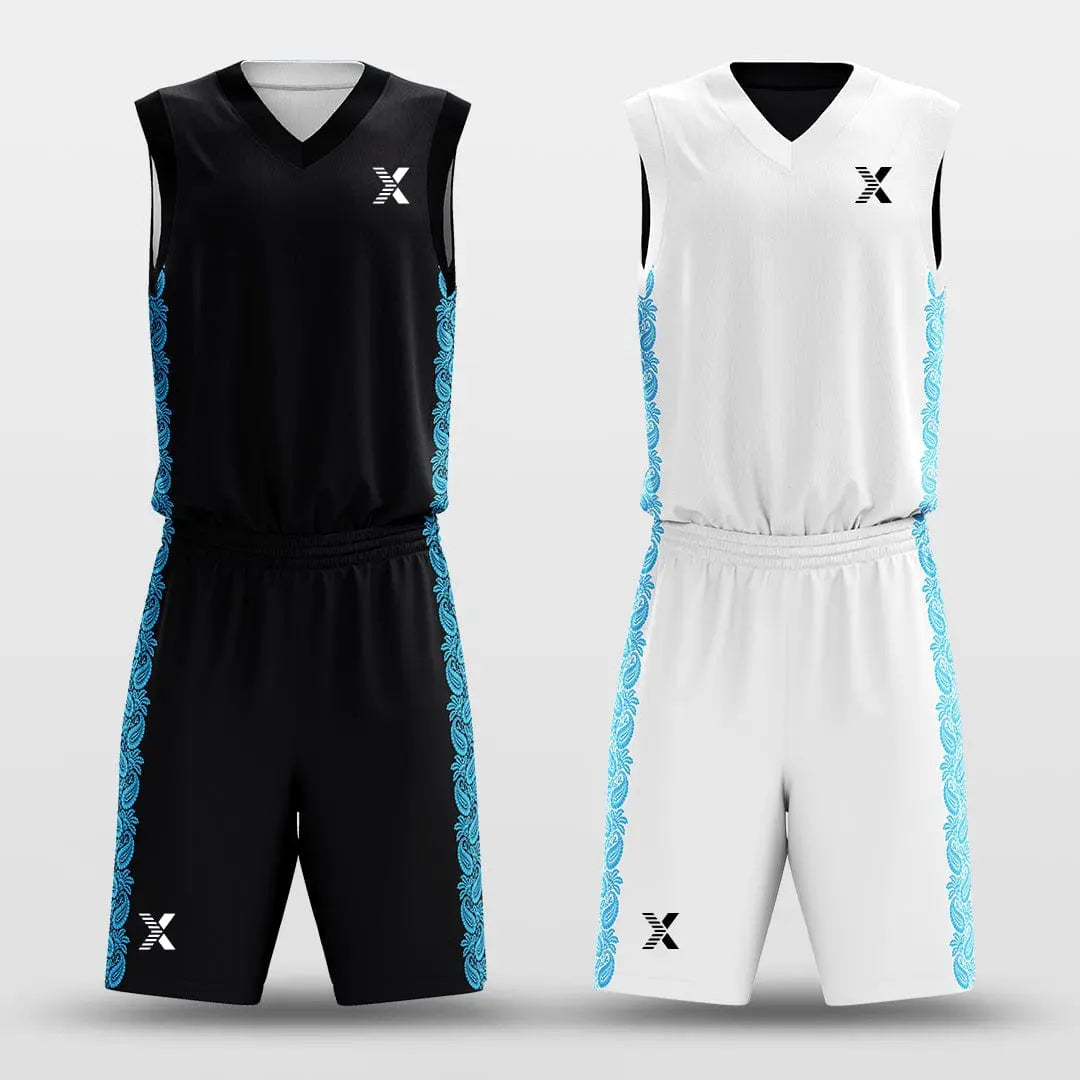 Cikers Sports Black&White / S Ice Flower - Customized Reversible Sublimated Basketball Set